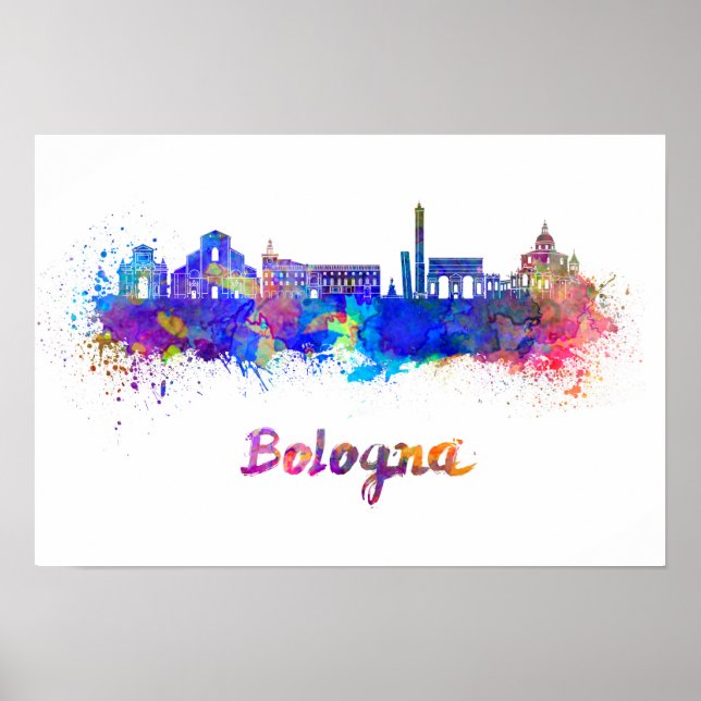 Póster Bologna skyline in watercolor (Frente)