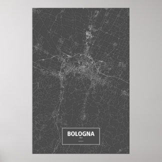Póster Bolonia, Italia (blanco sobre negro)
