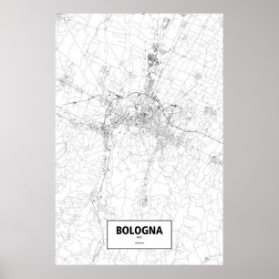 Póster Bolonia, Italia (negro sobre blanco)
