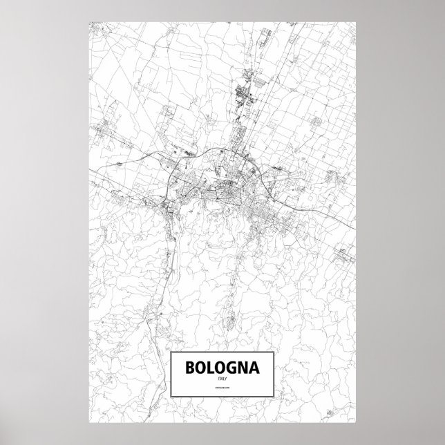 Póster Bolonia, Italia (negro sobre blanco) (Frente)