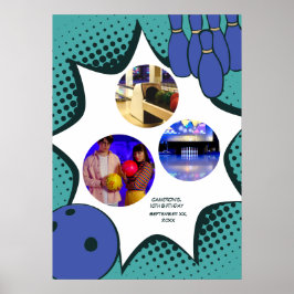 Póster Bolos azul-verde Collage de fotos de cumpleaños 10