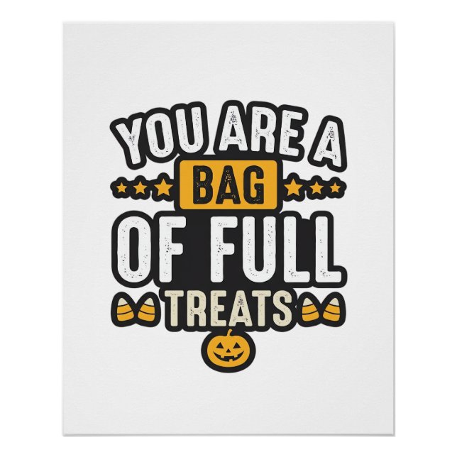 Póster Bolsa de Halloween de Golosinas Diseño Vector Vint (Anverso)