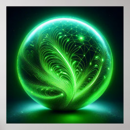 Póster Bolsa De Vidrio Transparente Verde Con Etching De