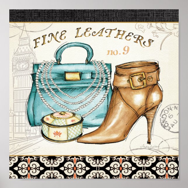 Póster Bolsa y zapato de cuero fino (Frente)