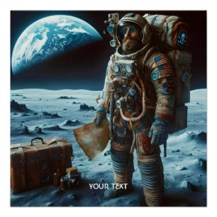 Póster Bolsas de Astronauta Cute Moon Fantasy