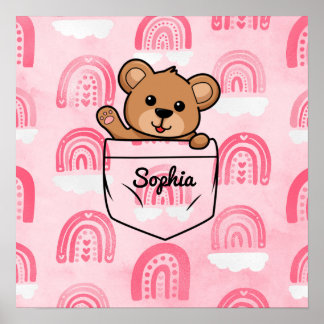 Póster Bolsillo de animales personalizado de Teddy Bear