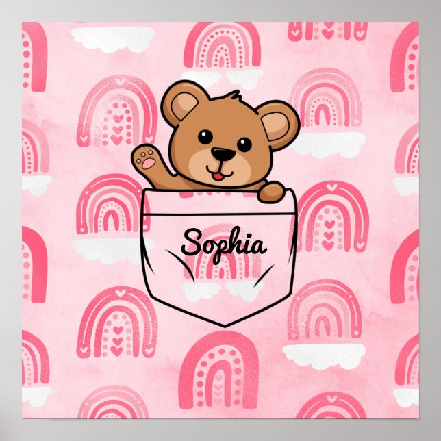 Póster Bolsillo de animales personalizado de Teddy Bear (Frente)