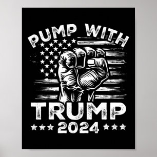 Póster Bomba de bandera estadounidense Trump 2024 con puñ