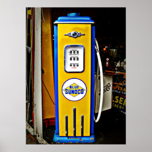Póster Bomba de gas azul del vintage de Sunoco