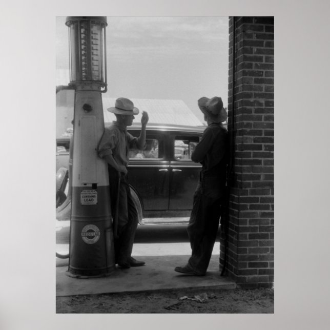 Póster Bomba de gas visible y auto de los años 40 (Frente)