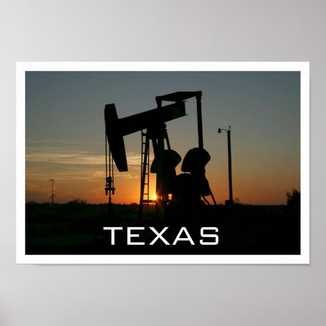 Póster Bomba de petróleo de Texas al Poster del atardecer (Frente)