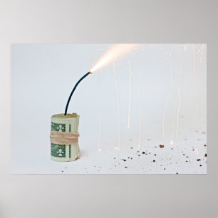 Póster Bomba del dólar en fondo ligero