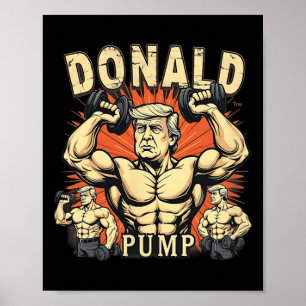 Póster Bomba Donald Trump Culturismo Divertido Retro Gimn