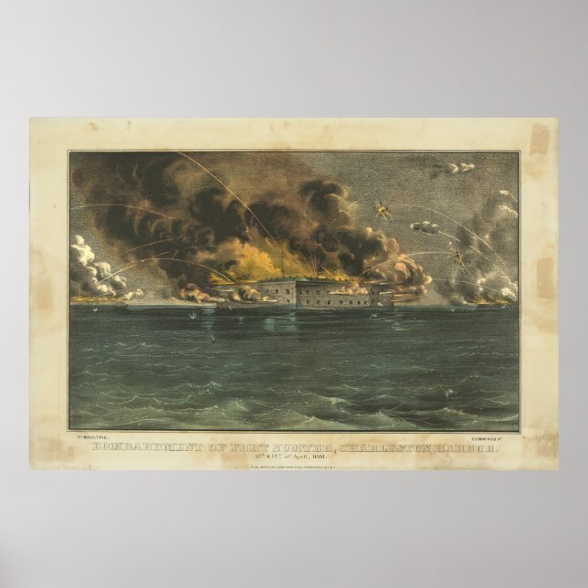 Póster Bombardeo de Fort Sumter por Ives (Frente)