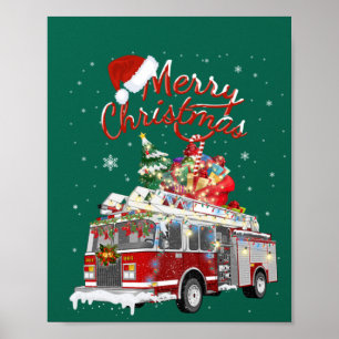Póster Bombardeo de Navidades de bomberos en Santa Sleigh