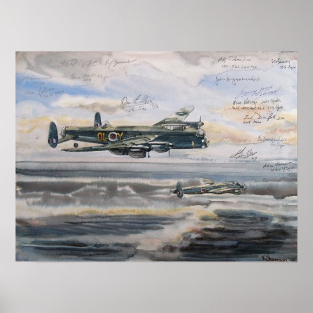 Póster Bombardero de Lancaster por lapiceros de u-boat bo (Frente)