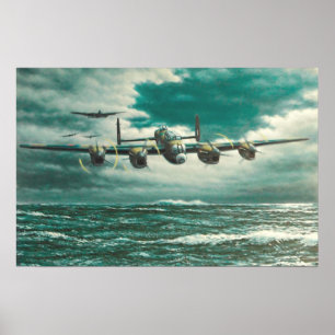 Póster Bombarderos de Lancaster sobre el mar