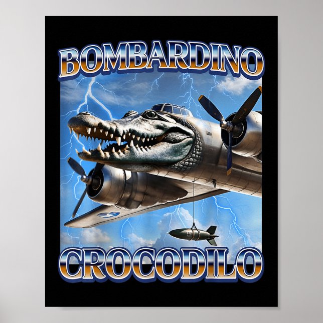 Póster Bombardino Crocodilo Graciosos Memes de Brainrot I (Frente)