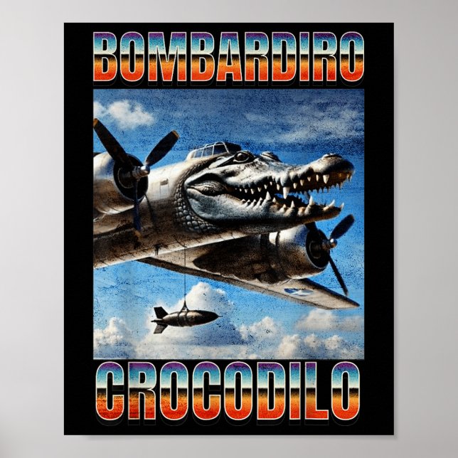 Póster Bombardiro Crocodilo Funny Trendy Brainrot italian (Frente)