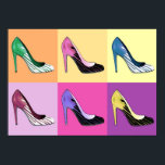 Póster Bombas Pop Art Stiletto / zapatos / tacones altos<br><div class="desc">"Glorificación del Stiletto": Representación de arte pop de la amada bomba de estilete</div>