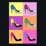 Póster Bombas Pop Art Stiletto / zapatos / talones<br><div class="desc">Poster en una "Glorificación del Stiletto": Representación de arte pop de la amada bomba de estilete</div>