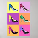 Póster Bombas Pop Art Stiletto / zapatos / talones<br><div class="desc">Poster en una "Glorificación del Stiletto": Representación de arte pop de la amada bomba de estilete</div>