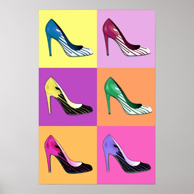 Póster Bombas Pop Art Stiletto / zapatos / talones (Frente)