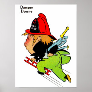Póster bombero Damper Downe