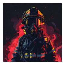 Bombero de fondo oscuro