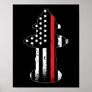 Póster Bombero de hidrógeno delgado, línea roja