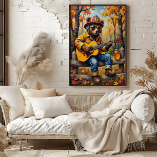 Póster Bombero de lado de la valla: La barrera dorada del