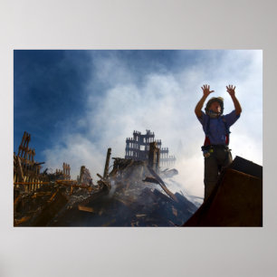 Póster Bombero de Nueva York escombra el World Trade Cent