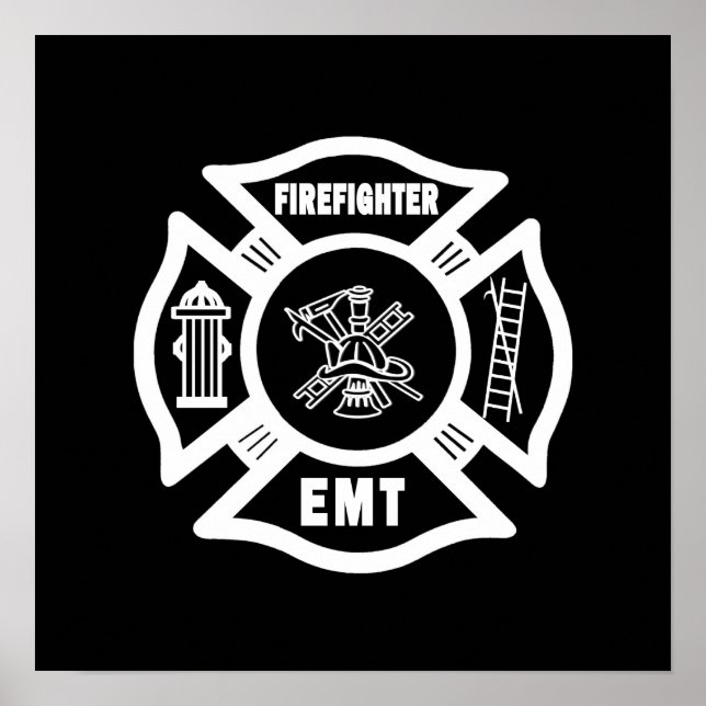 Póster Bombero EMT Blanco (Frente)