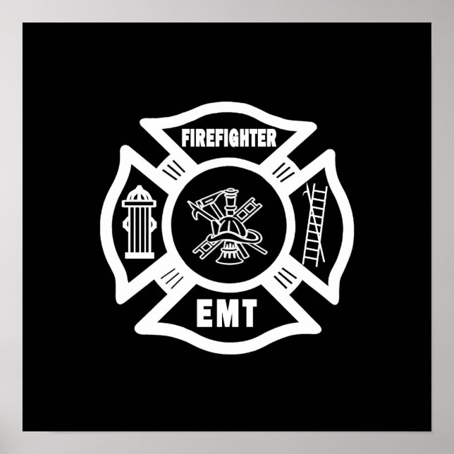 Póster Bombero EMT Blanco (Frente)