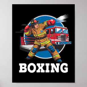 Póster Bombero jugando al boxeo bombero en el deporte de 