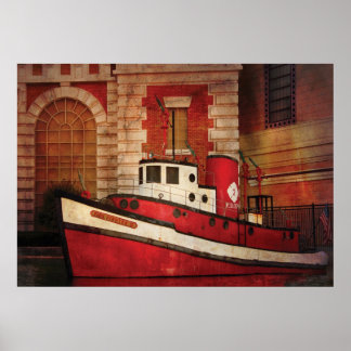 Póster Bombero - NY - El barco de bomberos