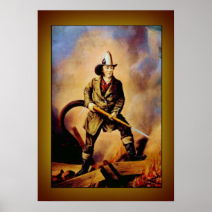 Póster Bombero victoriano "El bombero estadounidense"