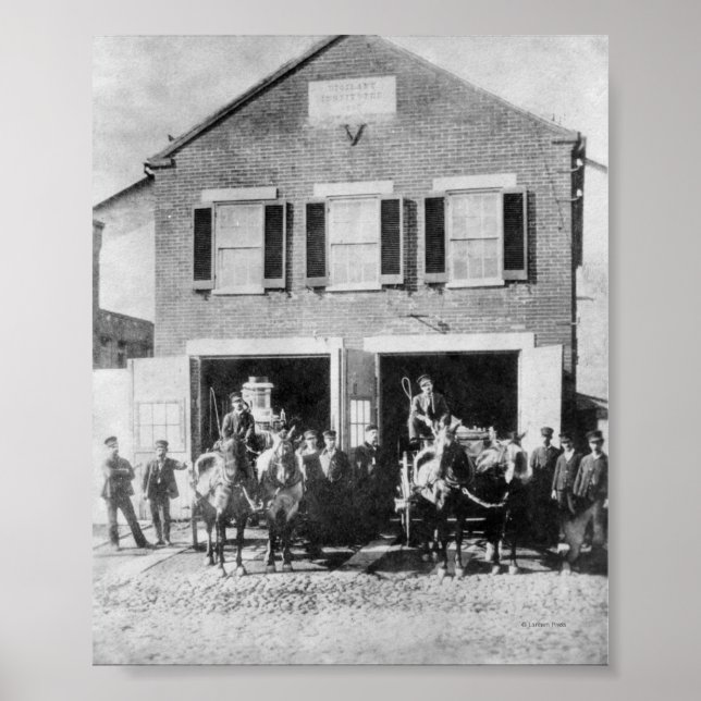 Póster Bomberos con equipo (Frente)