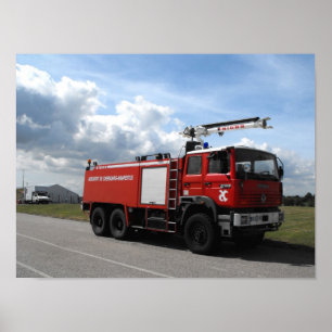Póster Bomberos en el aeropuerto de Cherbourg-Francia