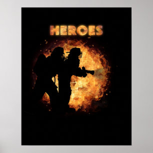 Póster Bomberos: Héroes reales