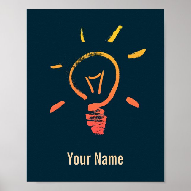 Póster Bombilla de luz retro bombilla eléctrica inteligen (Frente)