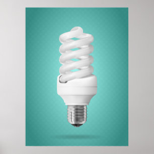 Póster Bombilla Fluorescente Compacta Espiral Moderna