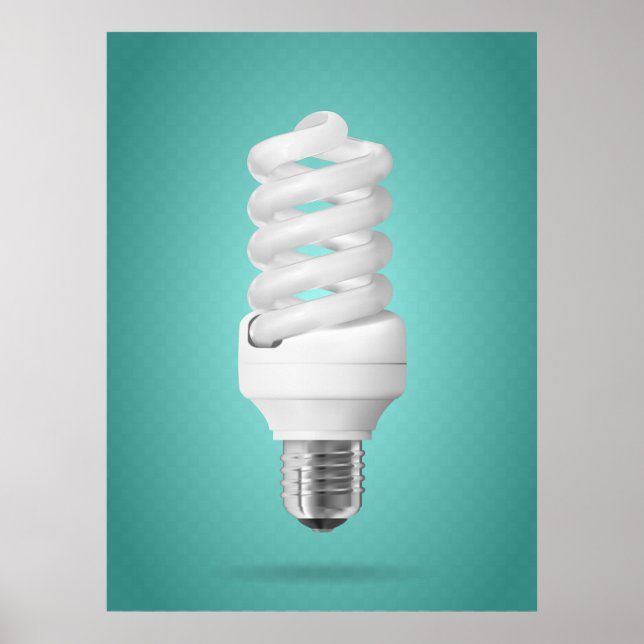 Póster Bombilla Fluorescente Compacta Espiral Moderna (Frente)
