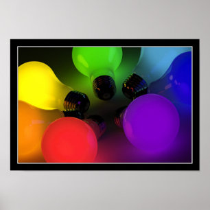 Póster Bombillas coloridas - poster