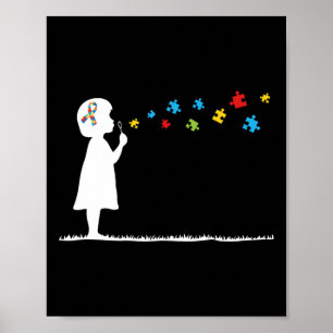 Póster Bombillas de burbujas Autismo Concienciación para 