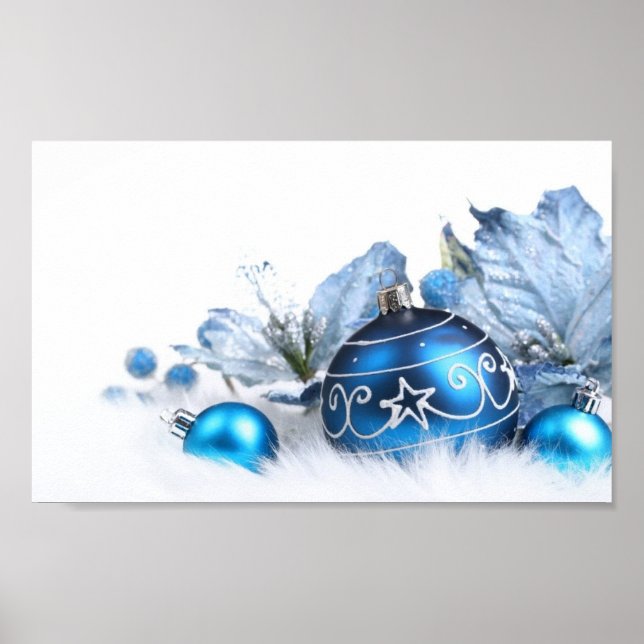Póster bombillas de navidades azules (Frente)