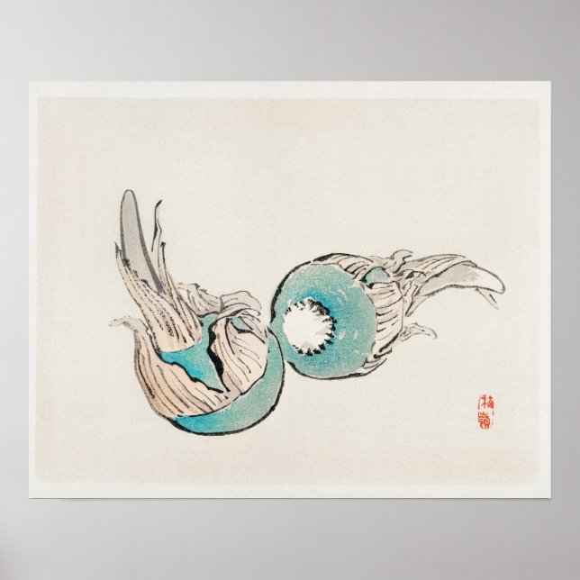 Póster Bombillas Kuwai de Kōno Bairei (1844-1895) (Frente)