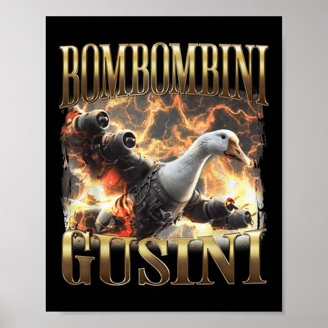 Póster Bombombini Gusini Funny Italiano Brainrot Meme Boo (Frente)