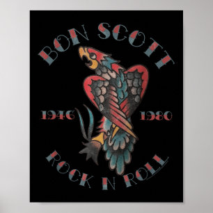 Póster Bon Scott Rock N Roll Tattoo 1946-1980