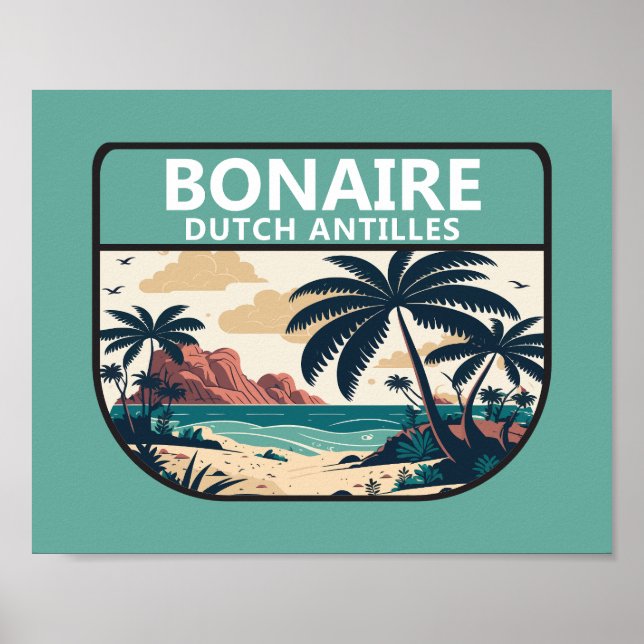 Póster Bonaire Antillas Neerlandesas Retro Emblem (Frente)